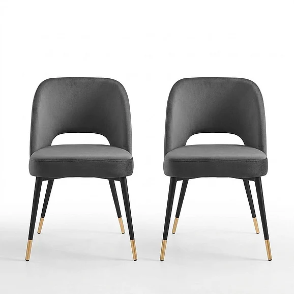 Modway Rouse Performance Velvet Dining Side Chairs Set of 2 in Charcoal EEI-4599-CHA