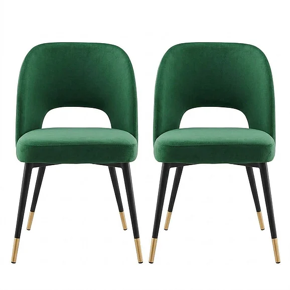 Modway Rouse Performance Velvet Dining Side Chairs Set of 2 in Emerald EEI-4599-EME