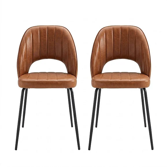 Modway Nico Vegan Leather Dining Chair Set of 2 in Black Tan EEI-4674-BLK-TAN