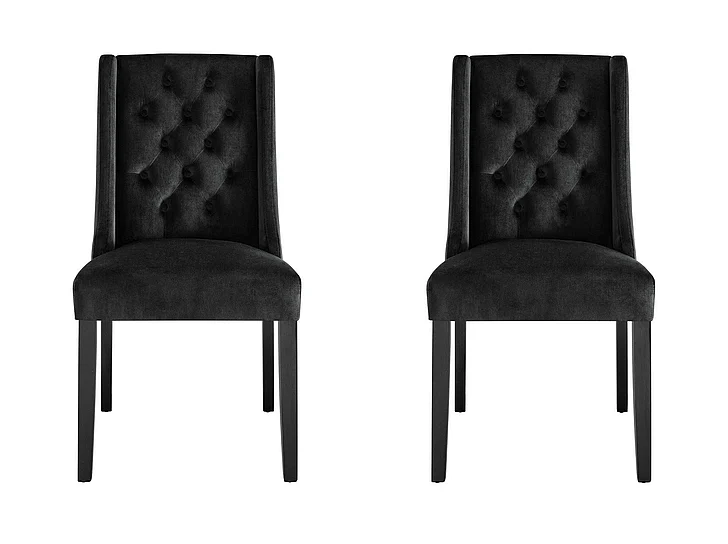 Modway Baronet Performance Velvet Dining Chairs Set of 2 in Black EEI-5013-BLK