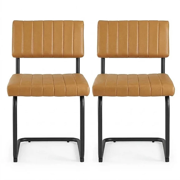 Modway Parity Vegan Leather Dining Side Chairs Set of 2 in Black Tan EEI-6470-BLK-TAN
