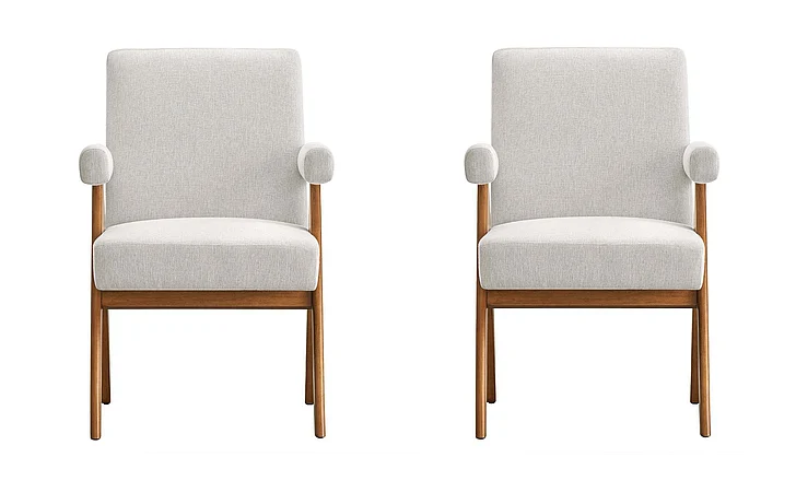 Modway Lyra Fabric Dining Room Chair Set of 2 in Ivory Fabric EEI-6507-HEI