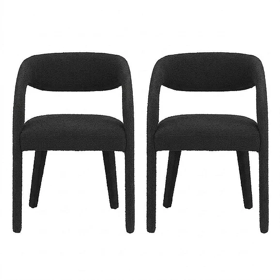 Modway Pinnacle Boucle Upholstered Dining Chair Set of 2 in Black EEI-6562-BLK