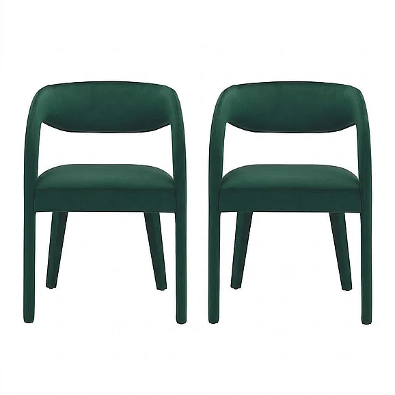 Modway Pinnacle Performance Velvet Dining Chair Set of 2 in Green EEI-6563-GRN