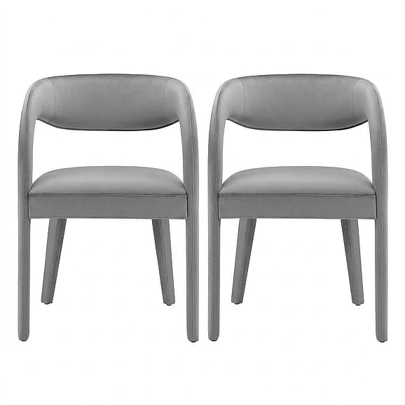 Modway Pinnacle Performance Velvet Dining Chair Set of 2 in Gray EEI-6563-GRY