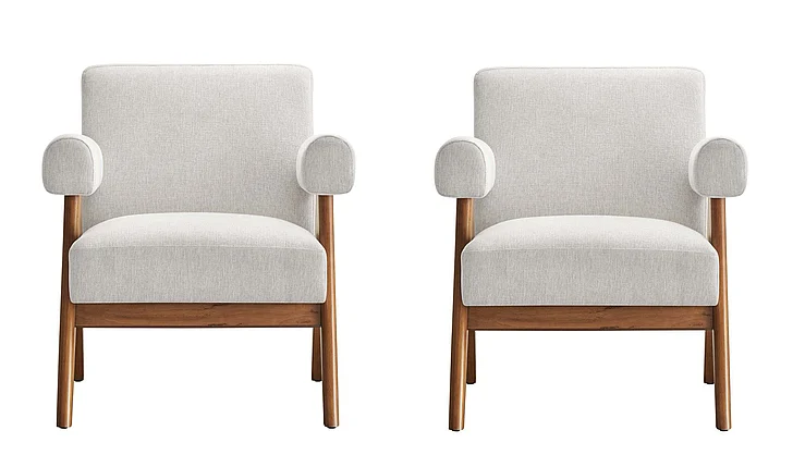 Modway Lyra Fabric Armchair Set of 2 in Ivory Fabric EEI-6704-HEI