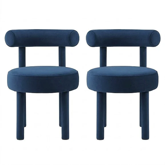 Modway Toulouse Performance Velvet Dining Chair Set of 2 in Midnight Blue EEI-6706-MID
