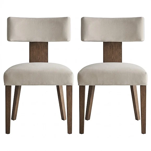 Modway Nalani Fabric Upholstered Dining Chairs Set of 2 in Heathered Weave Ivory Deep Brown EEI-6777-HEI-DBR