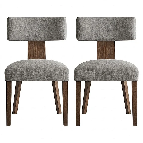 Modway Nalani Fabric Upholstered Dining Chairs Set of 2 in Heathered Weave Wheat Deep Brown EEI-6777-HEW-DBR