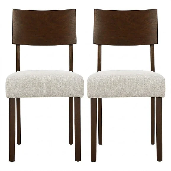 Modway Pax Wood Dining Side Chairs Set of 2 in Walnut Heathered Weave Ivory EEI-6804-WAL-HEI