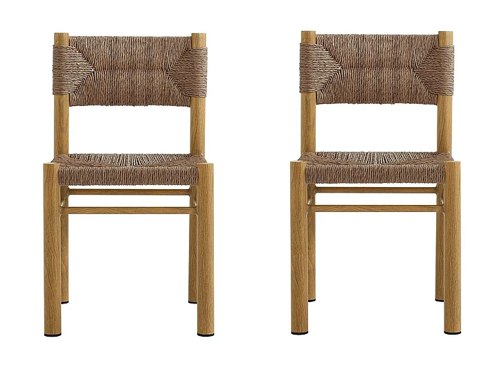 Modway Parkland Outdoor Patio Rattan and Aluminum Dining Side Chairs Set of 2 in Natural EEI-6982-NAT