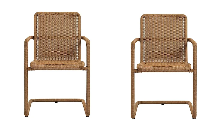 Modway Abacus Outdoor Patio Wicker Dining Chairs Set of 2 in Natural EEI-7014-NAT