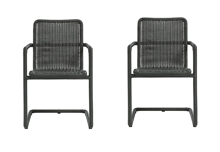 Modway Abacus Outdoor Patio Wicker Dining Chairs Set of 2 in Slate EEI-7014-SLA