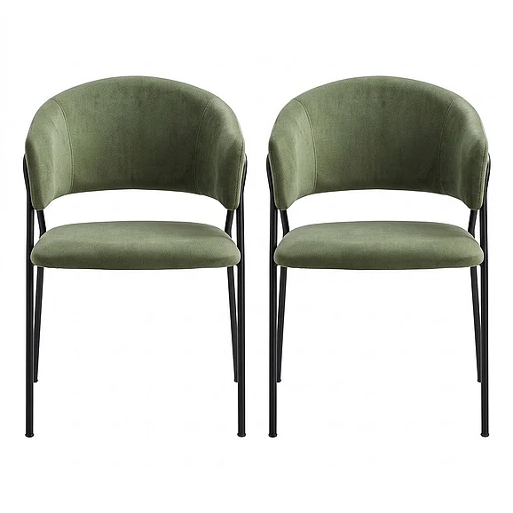 Modway Nella Upholstered Heathered Chenille Dining Chairs Set of 2 in Eucalyptus Black EEI-7045-EUC-BLK