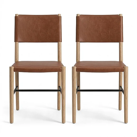 Modway Dover Wood Vegan Leather Dining Side Chairs Set of 2 in Natural EEI-7240-NAT-SDL
