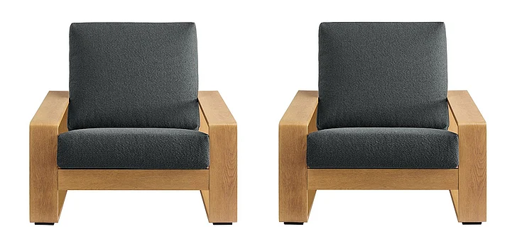Modway Lirienne Outdoor Patio Aluminum Faux Wood Armchairs Set of 2 in Charcoal Natural EEI-7305-CHA-NAT