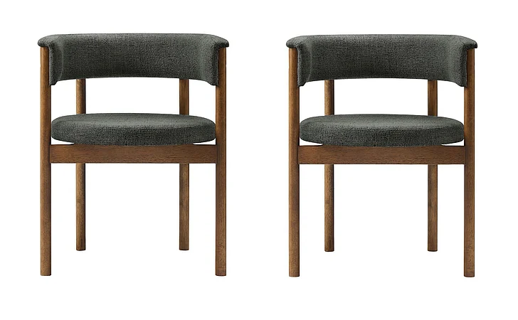 Modway Clea Curved Upholstered Dining Chairs Set of 2 in Charcoal EEI-7467-CHA