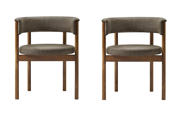Modway Clea Curved Upholstered Dining Chairs Set of 2 in Taupe EEI-7467-TAU