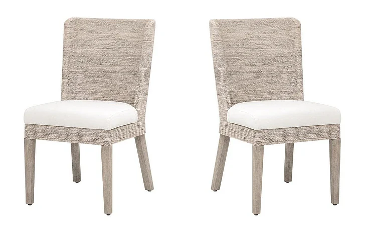 Essentials For Living Isle Dining Chair (Set of 2) White Wash Abaca Rope, LiveSmart Peyton Pearl, Natural Gray Mahogany 6841.WWA/LPPRL/NG