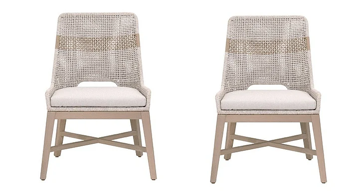 Essentials For Living Tapestry Outdoor Dining Chair, Set of 2 - Taupe & White Flat Rope 6850.WTA/PUM/W-ET