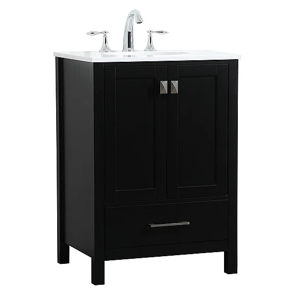 Elegant 24 In. Single Bathroom Vanity in Black VF18824BK