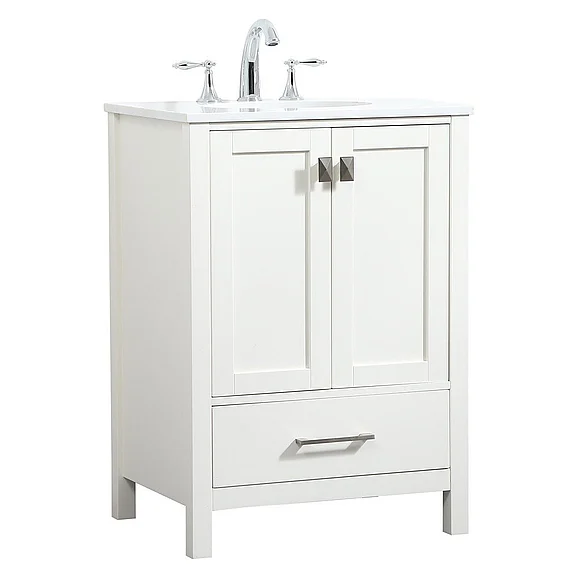 Elegant 24 In. Single Bathroom Vanity in White VF18824WH