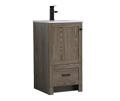 Elegant 18 In. Single Bathroom Vanity in Weathered Oak VF2818WO