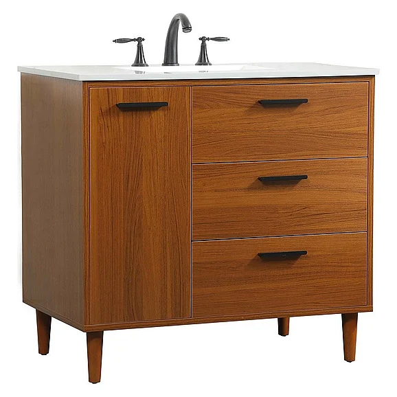Elegant 36 In. Bathroom Vanity in Teak VF47036MTK