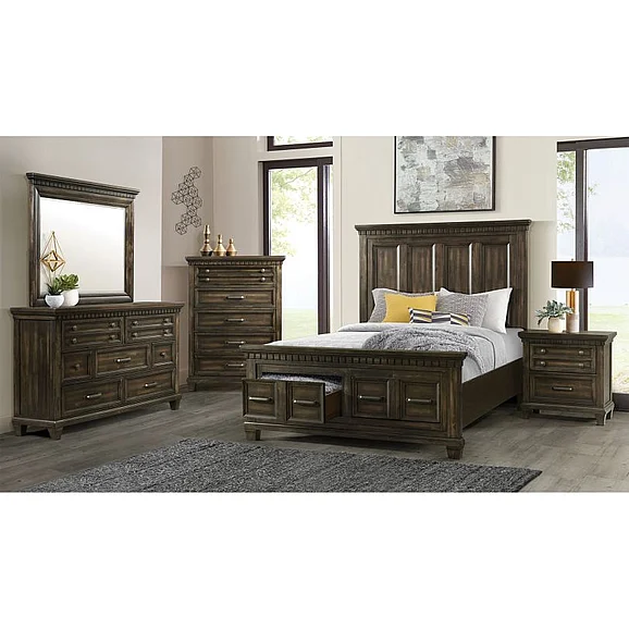 Elements International McCoy 4-Piece Storage Bedroom Set in Charcoal