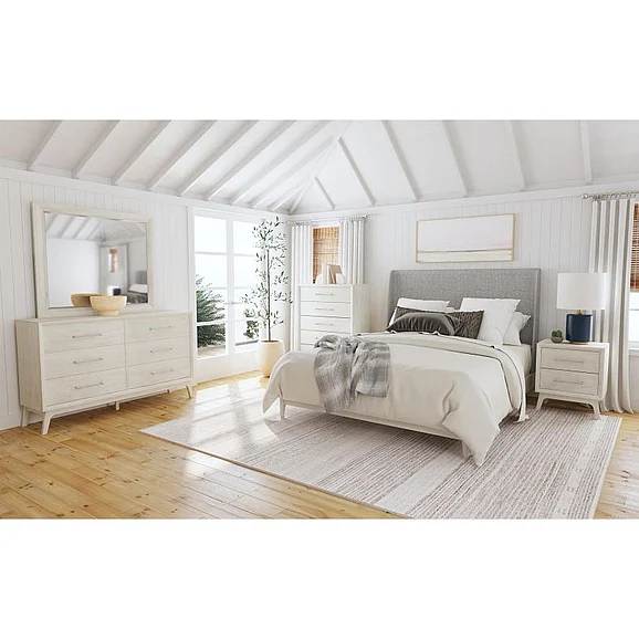 Elements International Westland 4-Piece Upholstered Panel Bedroom Set in Grey