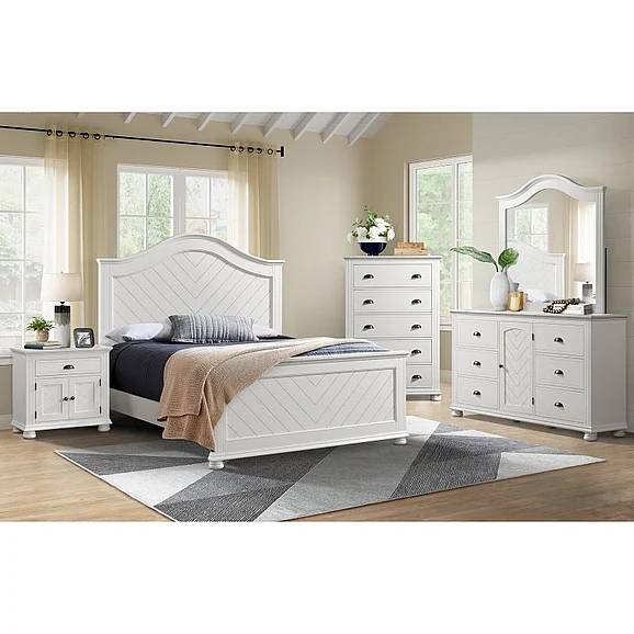 Elements International Kona 4-Piece Panel Bedroom Set in White