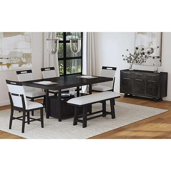 Elements International Transcend 6-Piece Counter Table Set in Charcoal