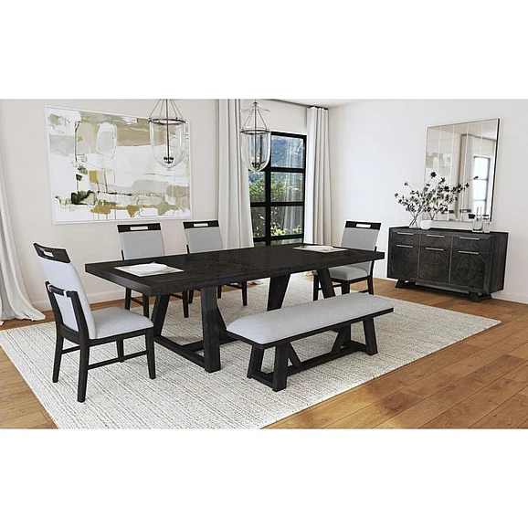 Elements International Transcend 6-Piece Formal Dining Room Set in Charcoal