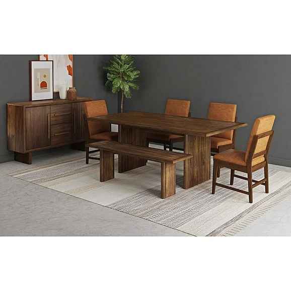 Elements International Brisbane 6-Piece Casual Dining Room Set in Brown