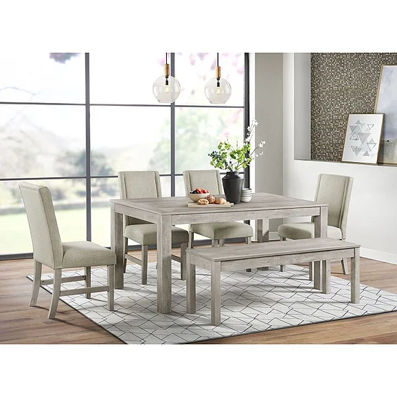 Elements International Eleanor 6-Piece Formal Dining Room Set in White