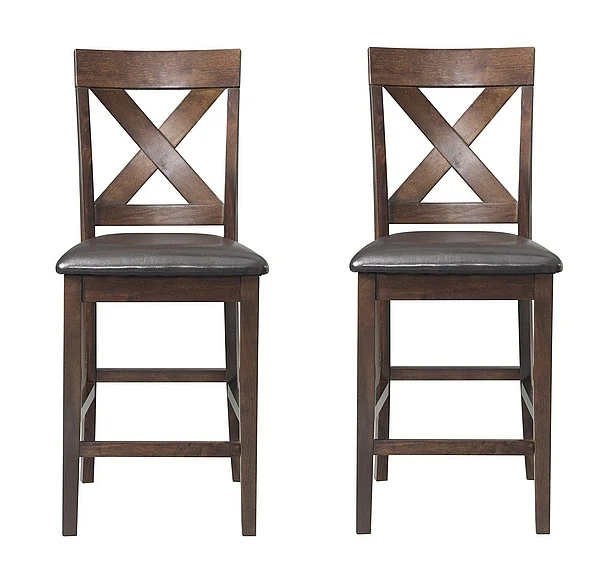 Elements International Alex Counter Side Chair w/Brown PU Espresso (Set of 2) DAX100CSC