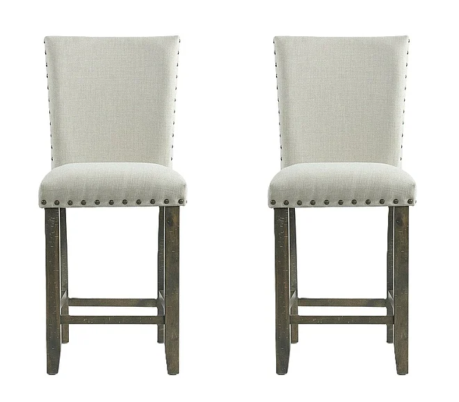 Elements International Montana Parson Chair With Nailhead in Charcoal (Set of 2) DMN100PCWNMN