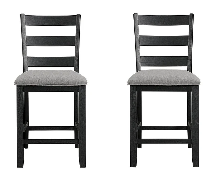 Elements International Martin Counter Side Chair w/ Grey Fabric - Black (Set of 2) DMT300CSC