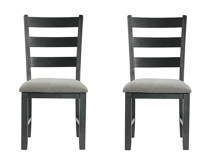 Elements International Martin Dining Side Chair w/ Grey Fabric - Black (Set of 2) DMT300SC