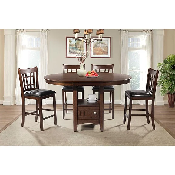 Elements International Max 5-Piece Pub Dining Table Set in Brown