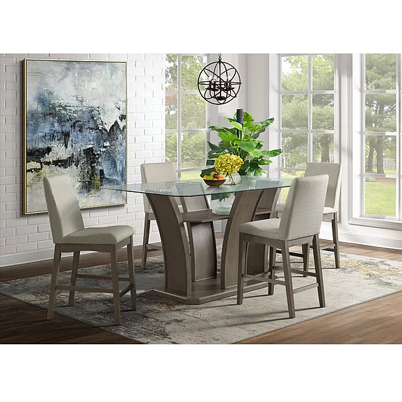 Elements International Dapper 5-Piece Rectangular Counter Table Set in Grey