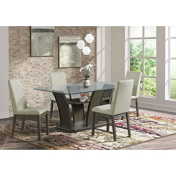 Elements International Dapper 7-Piece Casual Dining Room Set in Dark Walnut