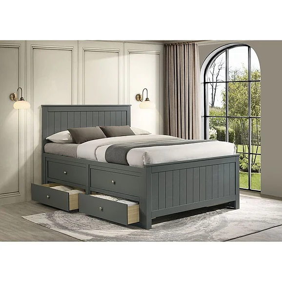 Elements International Sami 4-Piece Captains Bedroom Set in Grey