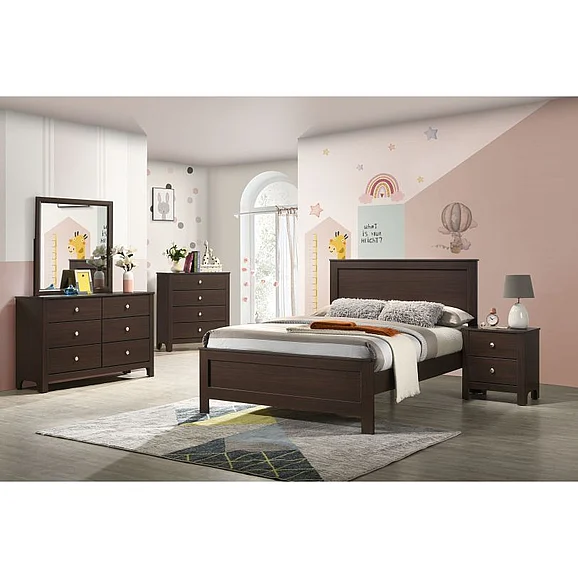 Elements International Sami 4-Piece Youth Panel Bedroom Set in Espresso