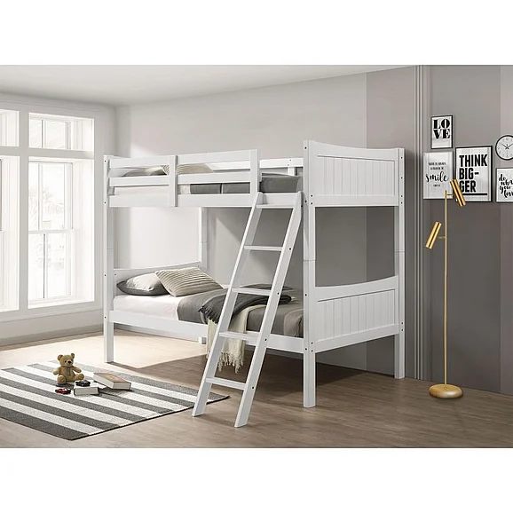 Elements International Sami 4-Piece Twin Over Twin Bunk Bedroom Set in White