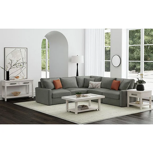 Elements International Avalanche 3-Piece Occasional Table Set in Antique White