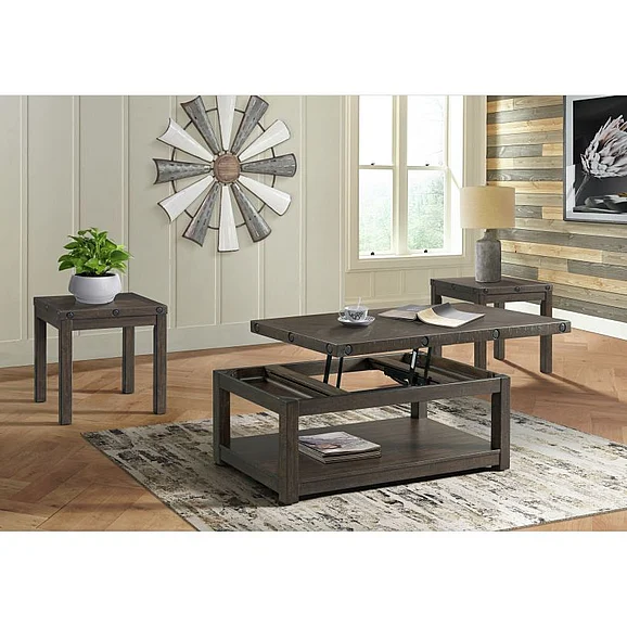 Elements International Colorado 3-Piece Occasional Table Set in Charcoal