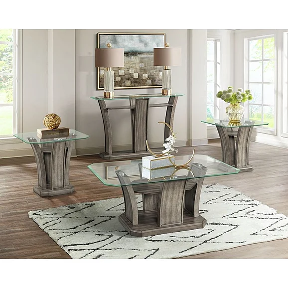 Elements International Dapper 3-Piece Occasional Table Set in Grey