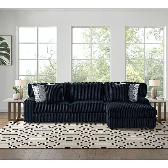 Elements International Nightfall 2-Piece Sectional Set in Grand Cord Black
