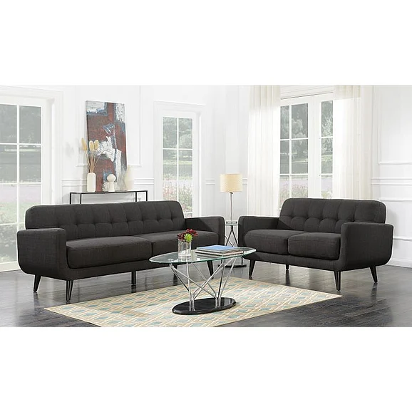 Elements International Hadley 4480 KD 2-Piece Living Room Set in Charcoal